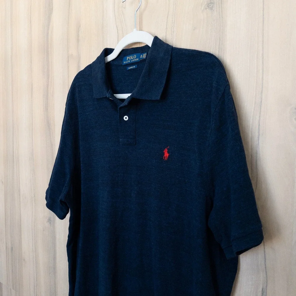Polo Ralph Lauren Mens Polo Shirt XL Navy Classic Fit Short Sleeve Preppy Golf